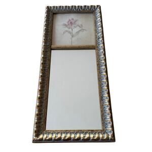 Ornate Gold Painted Wood Mirror Floral Art Insert Cheri Blum Narrow Wall Frame